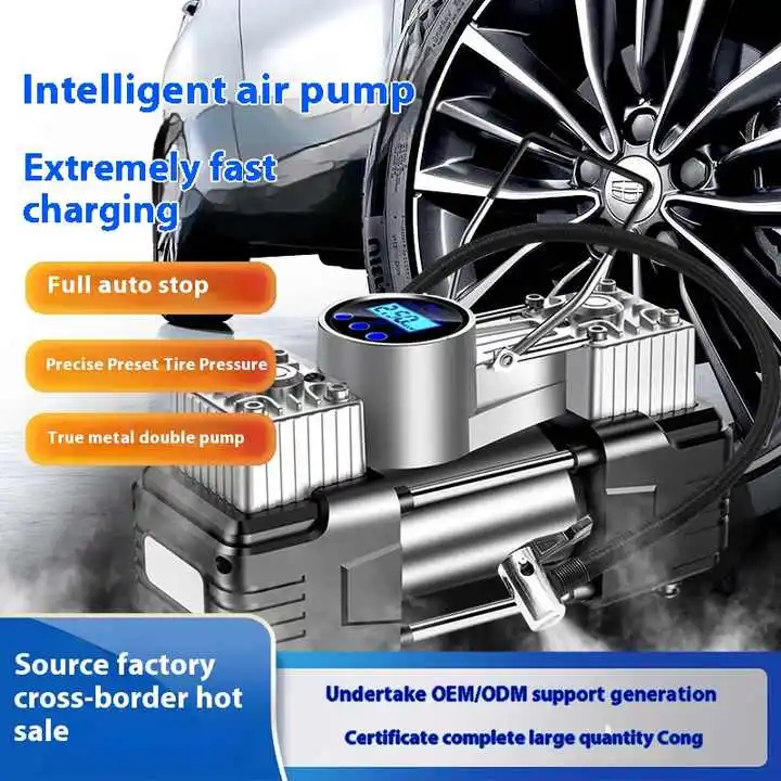 High Power Double Cylinder Electric Car Air Pump ABS Inflator with Cordless Car Tire Inflation Metal Material - view 6