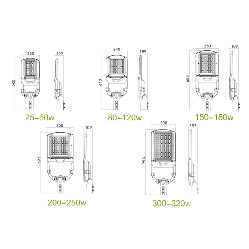 High Power Light Fancy Die Cast Aluminium 50w 80w 90w 100w 120w 150w 135w 200w 240w 250w 300w Led Street Light