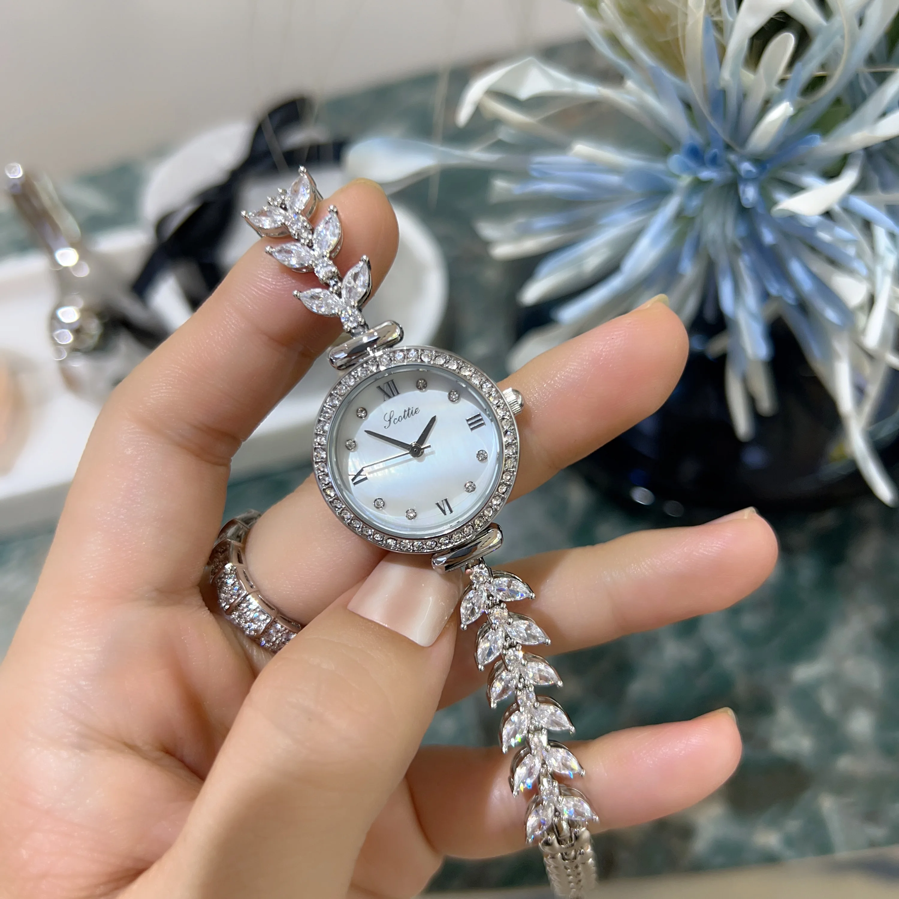 Elegant Moissanite & Silver Women\'s Watch Stainless Steel 41MM Moissanite Diamond Watch 15CT  main image 2