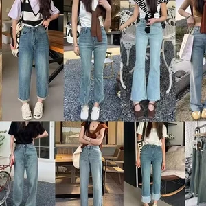Women's High-Waisted Retro Denim Pants Wide Leg Comfortable Loose Fit Winter Washed Techniques Soft Breathable Casual Solid