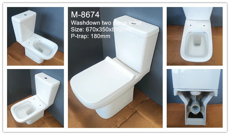 Hot Sale Bathroom Two Piece Toilet Porcelain Wc Toilets Ceramic Comfortable Washdown Two-Piece Toilet