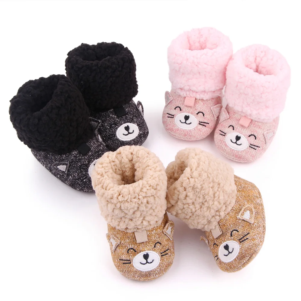 New Baby Cute Warm Cotton Boots Baby Boots Indoor Cartoon Soft Soled Toddler Shoes