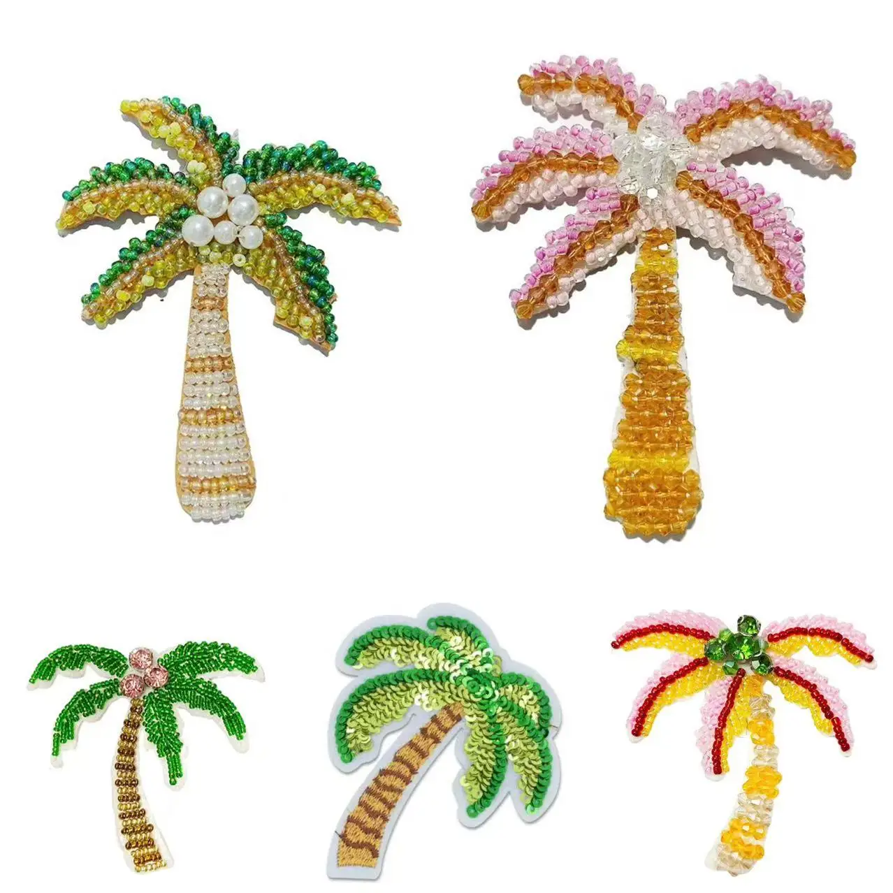 5Pcs Green Applique Patches – Coconut Palm Tree Embroidered Iron-On Patches For DIY Clothing - View #6