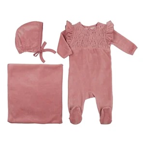 Customized Toddler Kids Romper Hat Sets Solid Color Comfort Babies Clothes 3-6 Months Baby Girls Blankets Bodysuit Set