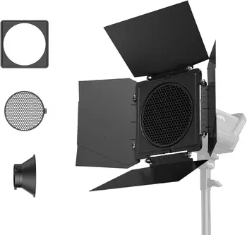 SmallRig 8-Leaf Lighting Barn Doors Bowens Mount Adapter Color Gel Clip and Honeycomb Grid for Smallrig RC120/RC220 for Godox