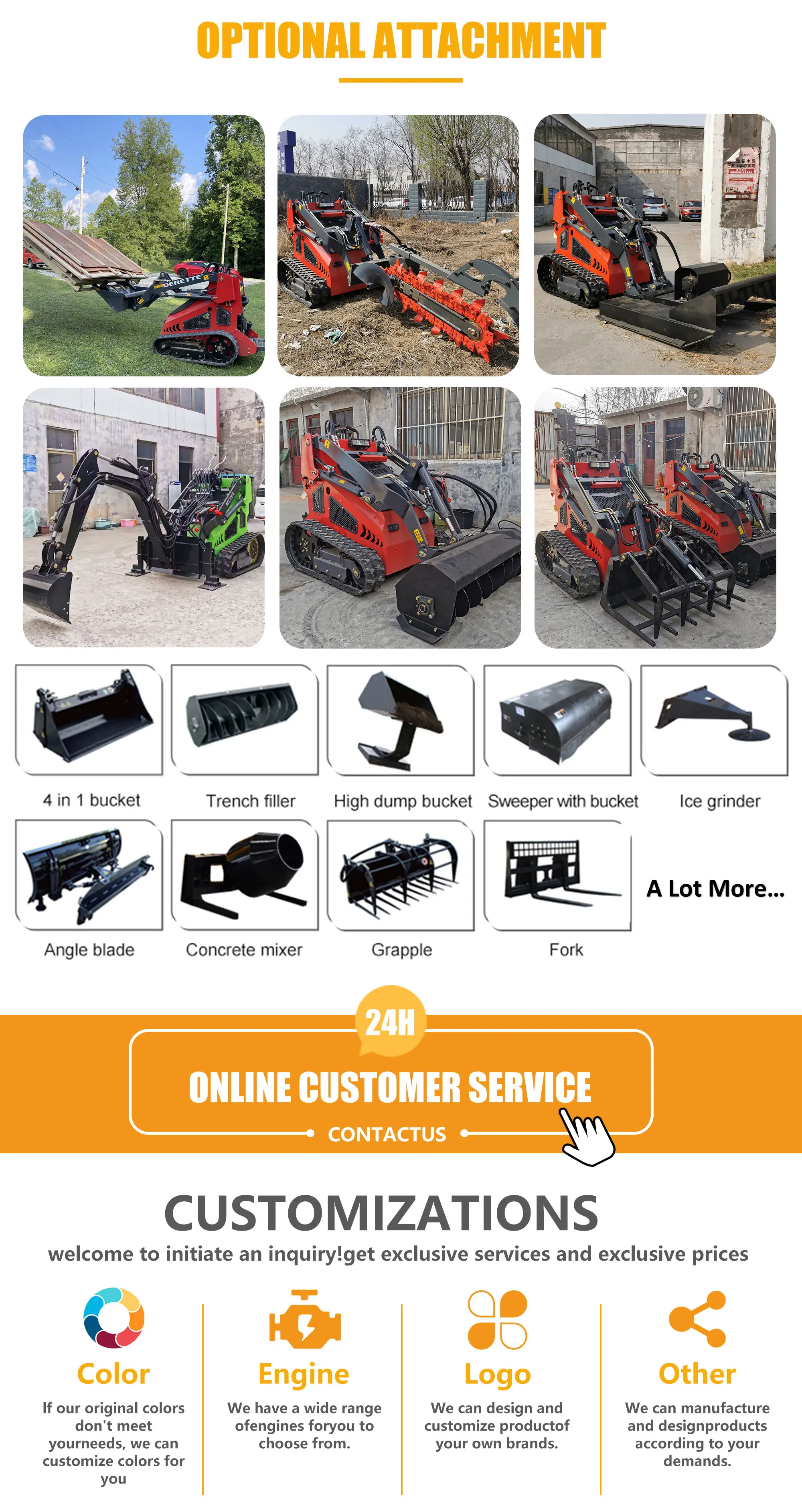 Imported Highhorsepower Diesel Engine 25hp Mini Track Skid Steer