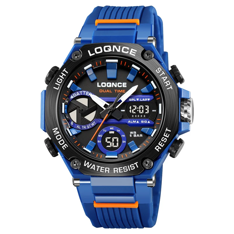 LOQNCE nuovi orologi a doppio Display per uomo cronografo sportivo Casual  orologio da polso con quadrante grande al quarzo orologio digitale