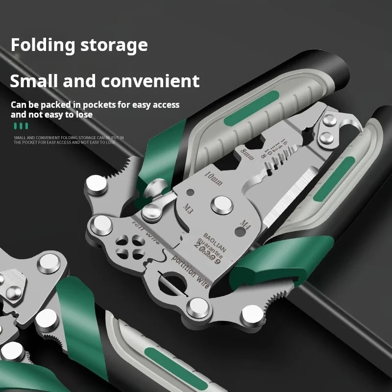 18-in-1 Foldable Multi-Function Wire Strippers Industrial-Grade Tool for Screw Tightening, Wire Splitting & Winding