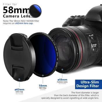 Neewer Ultra-Slim MRC ND Filter for Camera Lens Variable Neutral Density Adjustable Filter ND2 to ND400 with Multi-Layer Coating product image