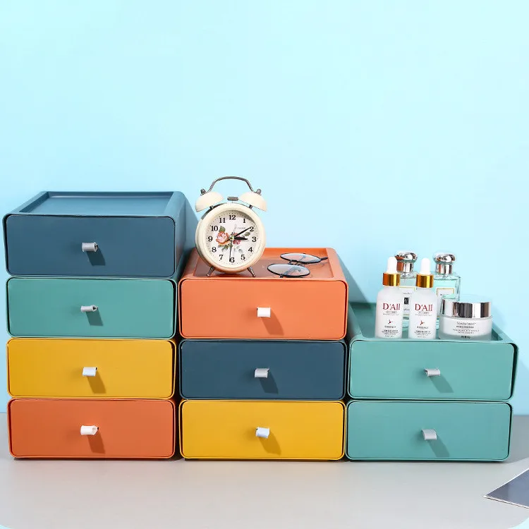 Best-Selling Stackable Storage Container Rectangle Shape Contrast Color Desktop Finisher and Drawer Type Organization