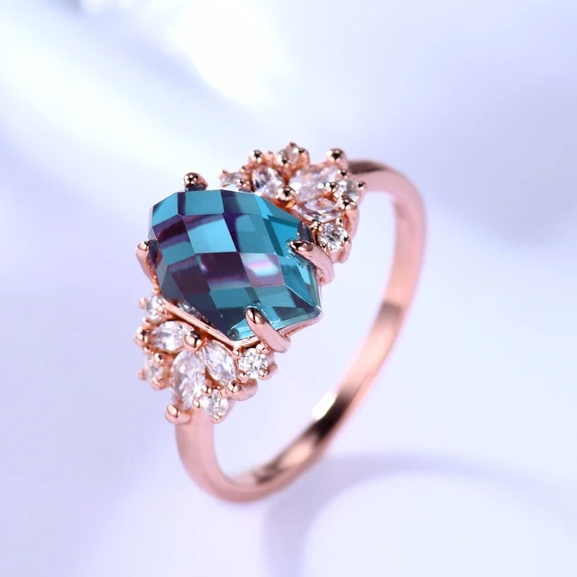 Bague Alexandrite Naturelle En Argent 925 - Pierre Changeante Couleur - Taille 7.5 - Style Art Déco