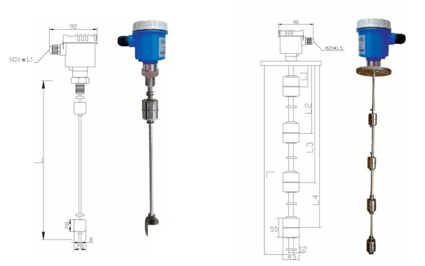 Industrial Continuous Float Level Switch - Magnetic Sensor