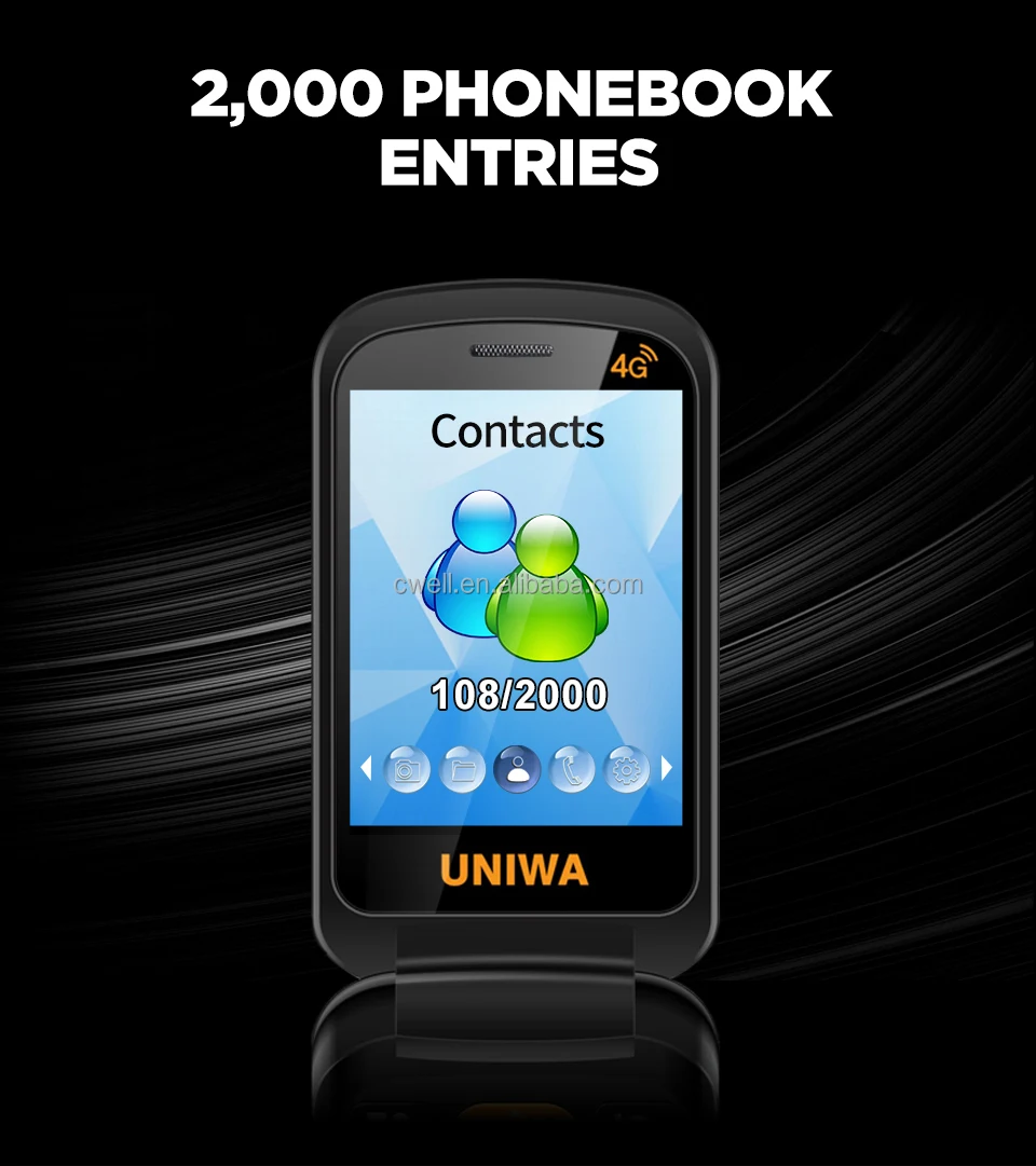 Uniwa V909t Classic Flip Design Feature Phone 2.8 Inch 4g Big Battery ...