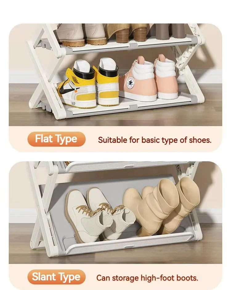 High Quality Slant Type Plastic Foldable Shoe Rack Household Storage Organizer Stand Convenient Shoes Holder manufacture