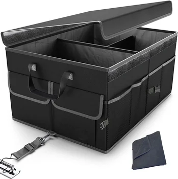 Car Trunk Storage Box with Lid Premium Foldable Car Cargo Storage Box Oxford Fabric Storage Box for SUV Truck Car