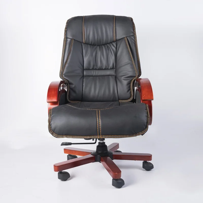 Office Executive Leather Wooden Modern Seat Computer Manager Swivel Pu Chairs Luxury Furniture Set Customization Wholesale image 5