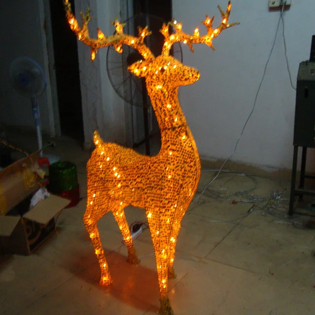 Outdoor Christmas street large led frame 3d deer motif light for shopping mall decoration