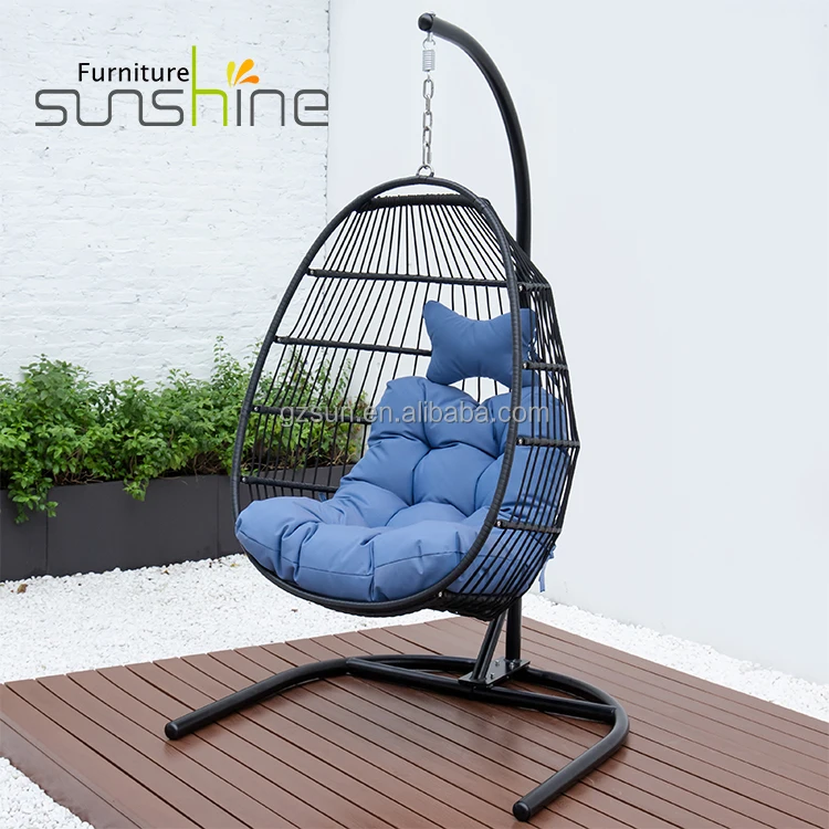 Single Egg Shape Swing Chair Easy to Assemble Collapse Hanging Chair for  Outdoor