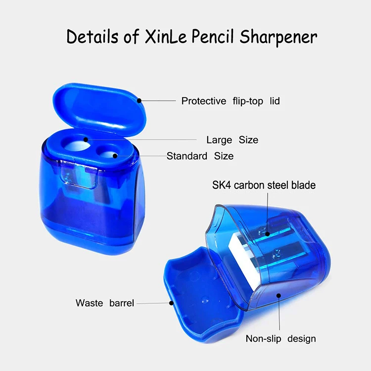 Blue Orange Green Pink Sooez 2-in-1 Manual Pencil Sharpener & Eraser Kids Compact Size Cute Plastic Metal Hnadheld Sharpener for Adults 4 Pack Double Holes for different sized Colored Pencils 