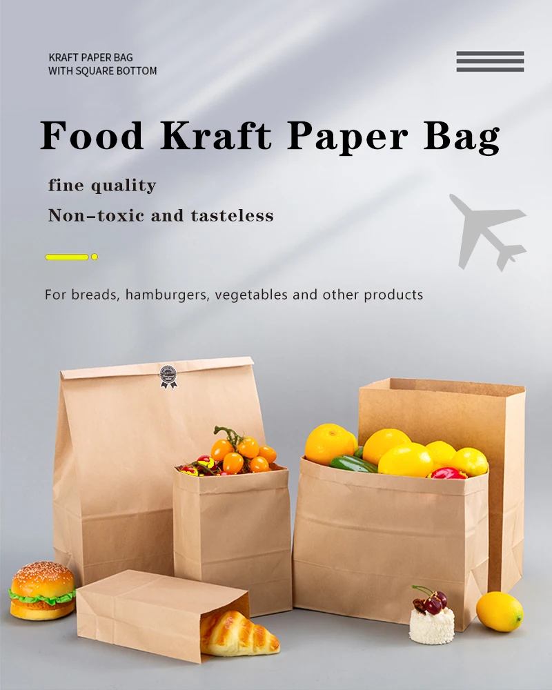 Custom Brand Logo Kraft Paper Bag Food White Kraft Carry Your Own Logo ...