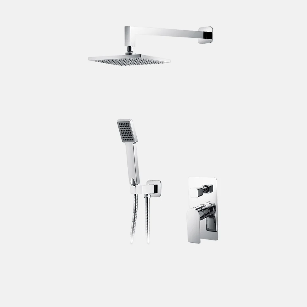 Square Stainless Steel Shower Head In Wall Rainfall Chrome Concealed Shower Set For Bathroom Rain Shower Set