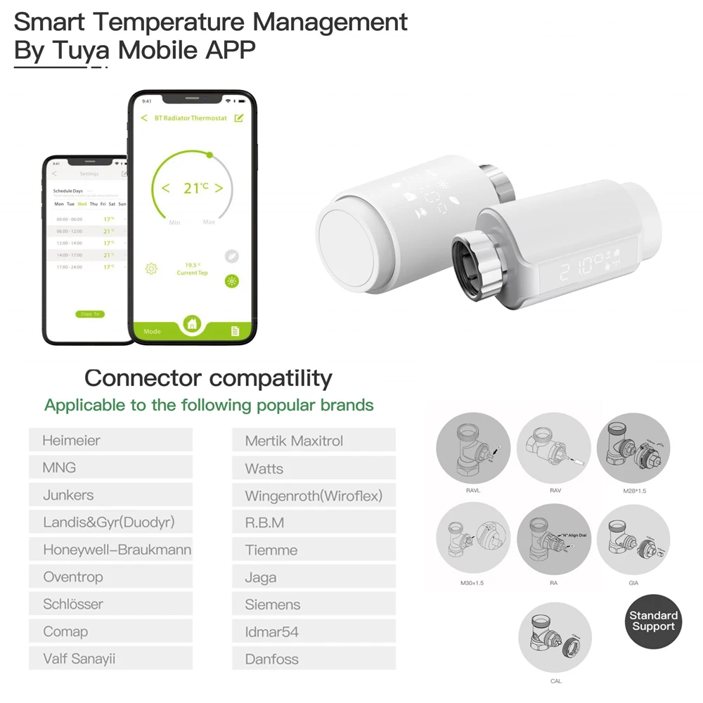 WiFi Heizkörper Thermostatventil – Tuya App &amp Produktbild-Vorschau 2