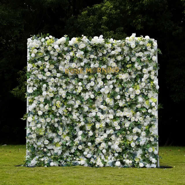 Rose Morning  Popular Green and White Wedding Artificial Flower Backdrop Wedding Artificial Flower Backdrop 8x8ft