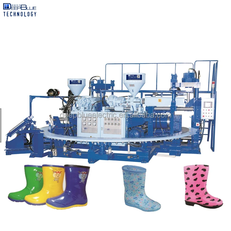 Three Color PVC Rubber Waterproof PVC Rain Boots Safety Gumboots 16 Stations Rain Boots Injection Molding Machine
