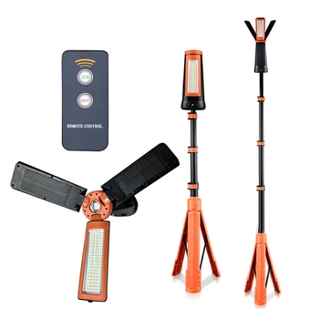 Solar Telescopic LED Work Light Camping Light Floodlight with Foldable Stand Extendable Rod for Hunting Camping Hiking Repairing