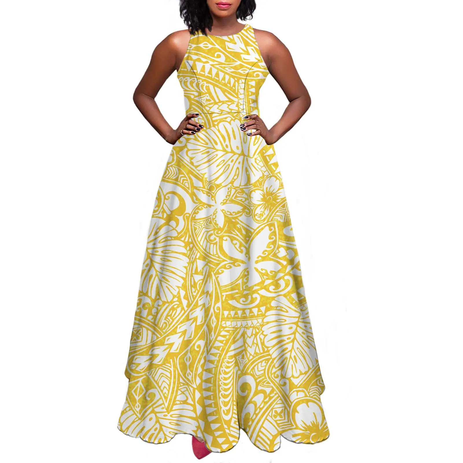 tongan formal dress White Personalized Tonga Puletasi Dress Tongan Two Piece Set Outfit Dresses Print on Demand Women's Church Formal Clothing