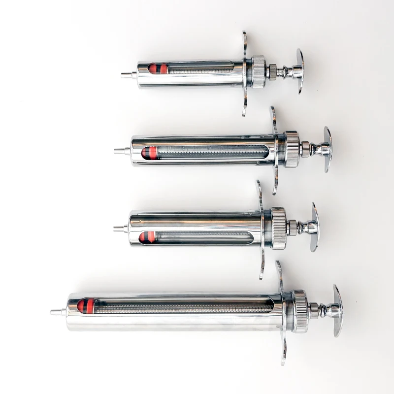 BLUEWORTH クラシック屋外用調節可能獣医療金属製ガラスシリンジ 犬・猫用 10mL 20mL 再利用可能 耐久性設計