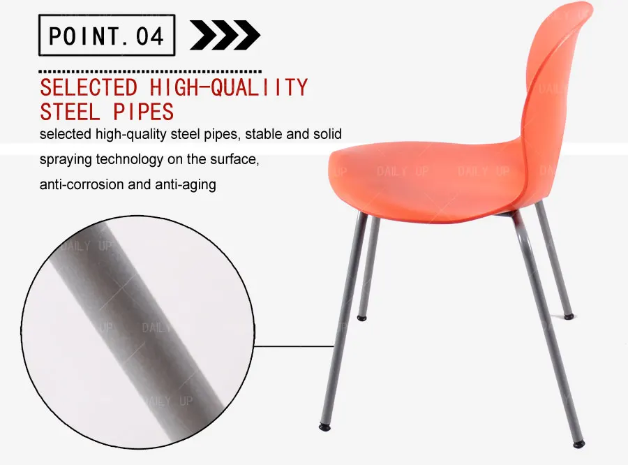 Simple Breathable Leisure Chair With Solid Metal Frame And Ergonomic Backrest Stackable Dining Chair For Kitchen And Restaurant