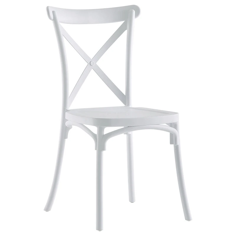 White Plastic Stackable Cross Back Dining Chairs Event Chairs