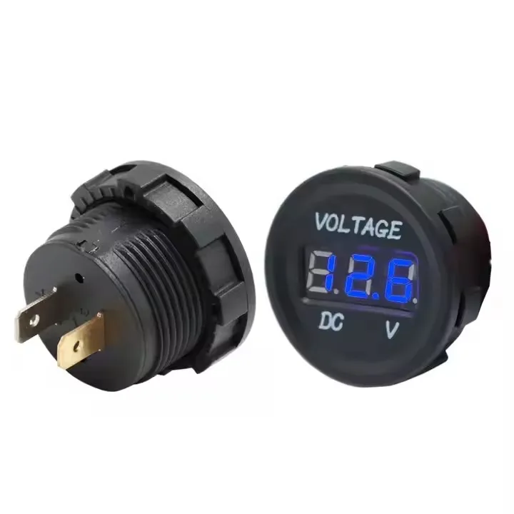 2 Pin DC 12 В светодиодный дисплей Вольтметр с водонепроницаемой цифровой круглой панелью для автомобильного автобуса морской