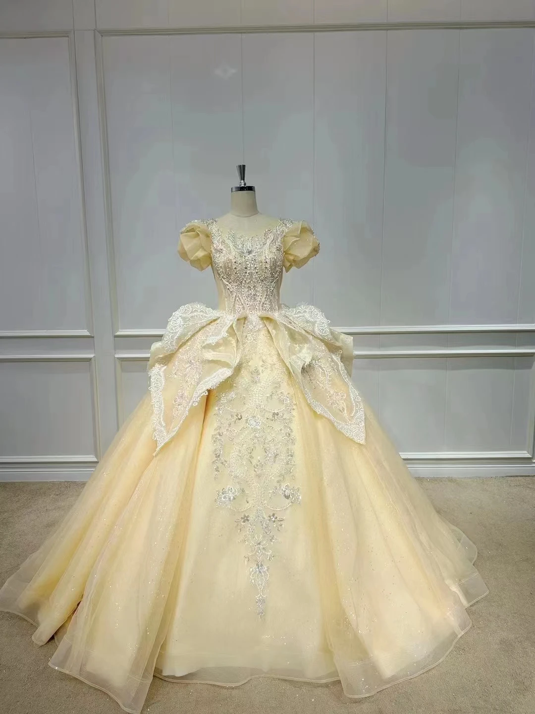 pastel yellow wedding dress Pale Yellow Satin Yellow Wedding Dresses Bridesmaids Canary Yellow Wedding Dress