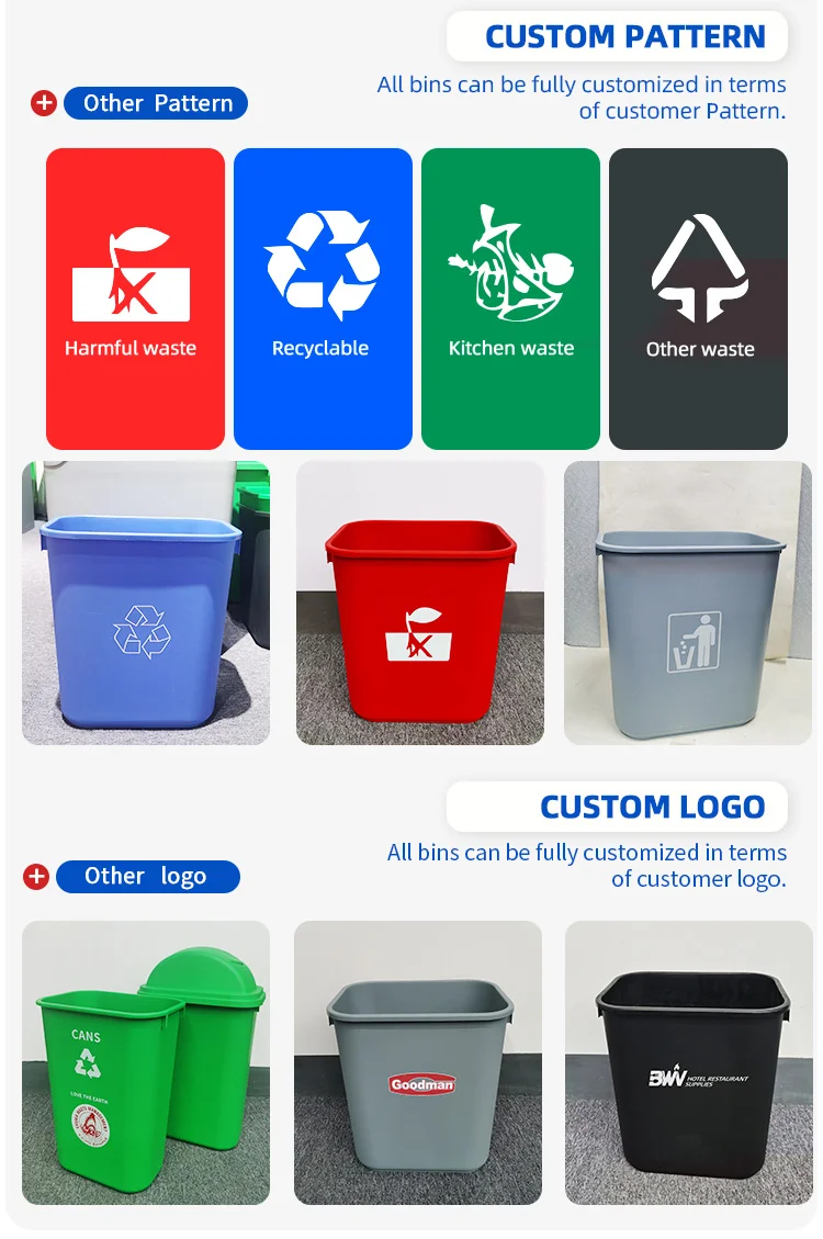 Customized Pp Plastic 26L Trash Can Dust Bin Garbage Waste Bin factory