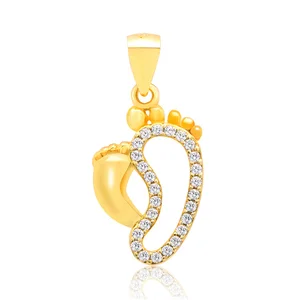 925 Sterling Silver Pendant AAA Cubic Zirconia Foot 18K Gold Plated Pendants