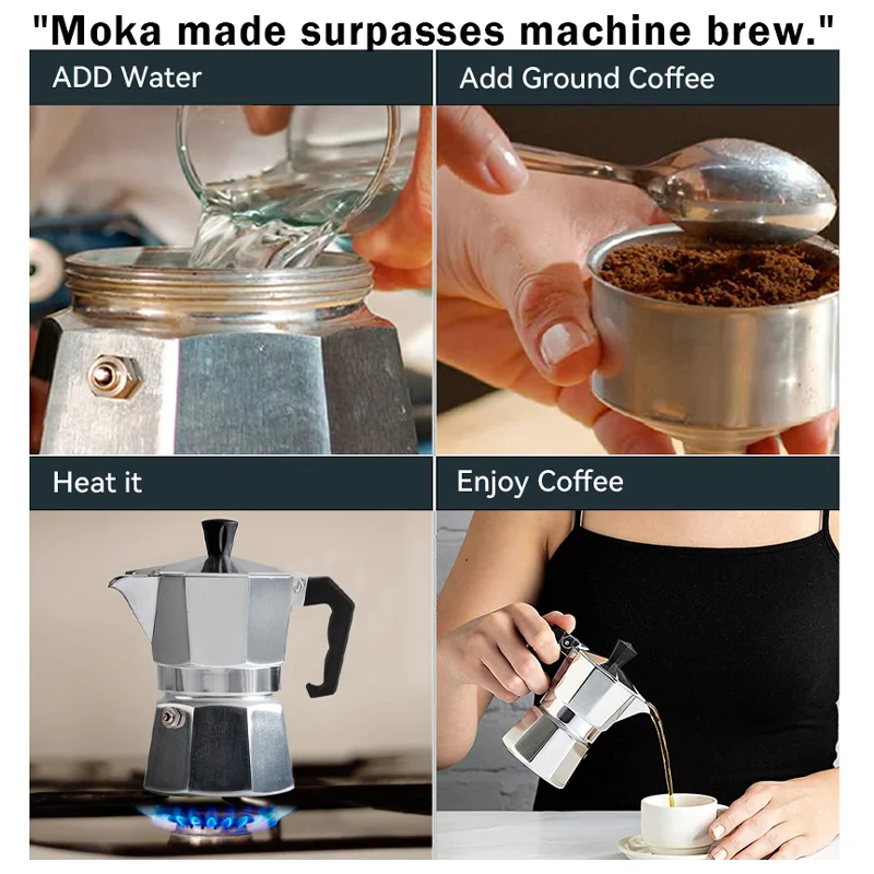 Stovetop Espresso Mokapot Italy Bialetti Stove Top Classic Aluminum 1 2 3 6  12 Cups Italian Express Greca Coffee Maker Moka Pot - China Coffee Pot and Coffee  Maker price