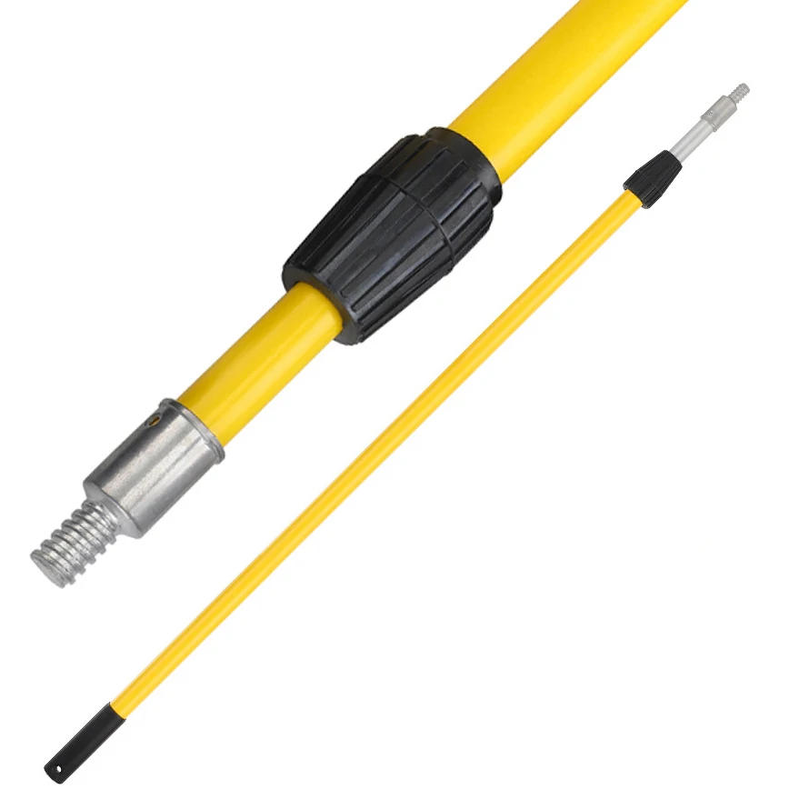 Sturdy 2-Section Aluminum Telescopic Fiberglass Extension Pole with Adjustable Metal Threaded Tip and Plastic Twist-On Adapter