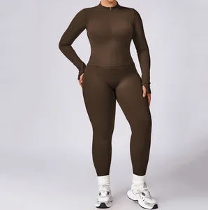 Plus Size High Quality Fashionable Sports Jacket Yoga Leggings Sets Plus Size Gym Fitness Yoga Set for Women