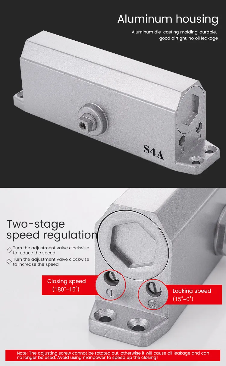 Aluminum Alloy Heavy Duty Automatic Back Check Function Optional Door Closer For Fire Proof Door