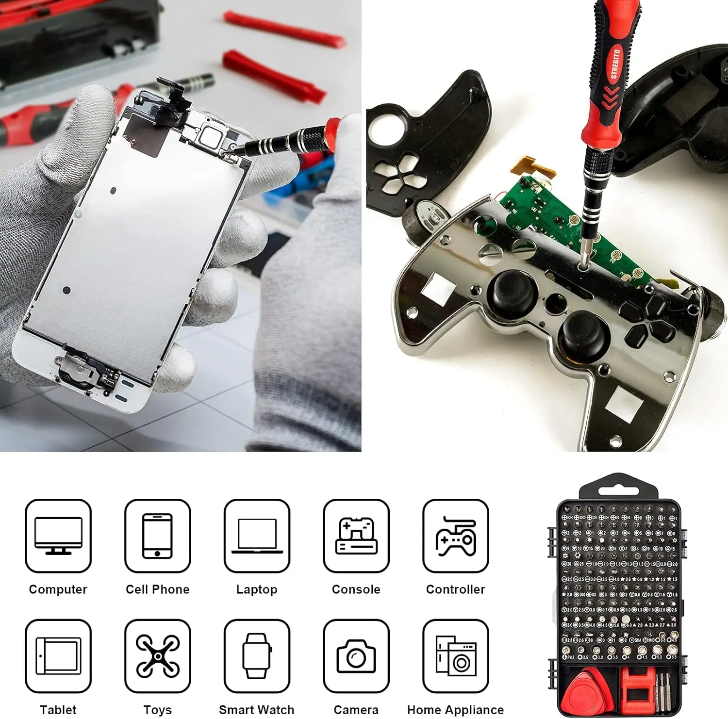 115 in 1 DIY OEM Multi-Purpose Small CRV Steel Household Auto Repairing Tools Screwdriver Set Magnetic Tip Cell Phone Repair Kit - Image 6
