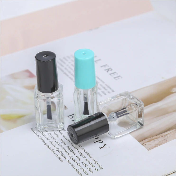 Custom Made Round Glass Nail Polish Bottle Cosmetic Packaging 5ml Empty Nail Polish Bottle With Brus