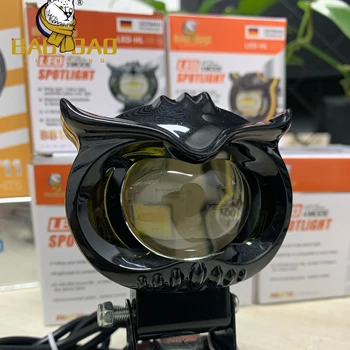 BAOBAO Lighting System BB1846 Blue White Yellow Owl Dual Color Moto MINI Driving Fog Motorbike Bike Led Light for Motorcycle