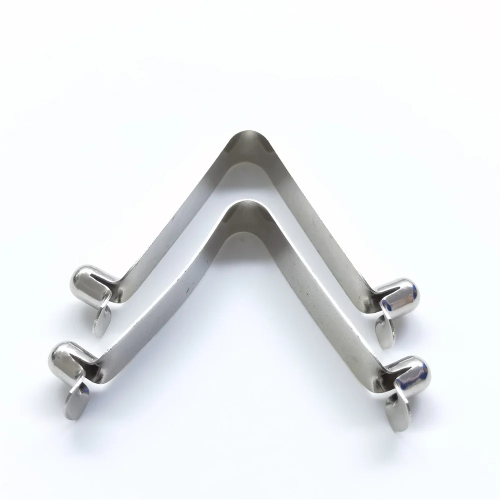 China Factory Custom Double Push Button Spring Snap Clip V Shape Metal Tube Spring Clips