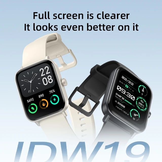 2025 New Arrival Veryfit App Smart Watches IDW19 IP68 Waterproof Sport Fitness Tracker Smart Bracelet IOS Sleep Tracker Square