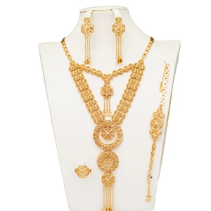 Gold Plated Wedding Party Jewelry Sets for Women Copper Fittings Necklaces for Women Fashion Accessories Jewelry