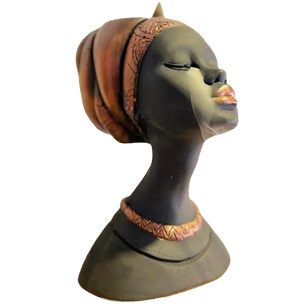 Custom material Bohemian African woman head figurine incense holder