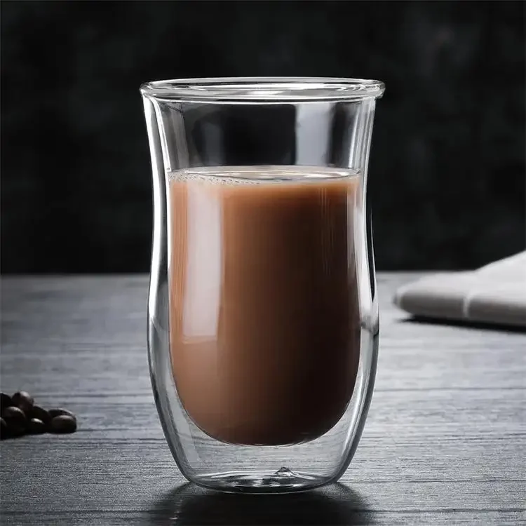 Oem Handmade Custom Heat Resisting High Borosilicate Double Wall Glass Cup