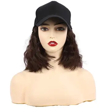 Cap Wig Supplier Colored Short And Long Curly Hair With Furry Hats Attached Baseball Cap For Black Women Synthetic Curly Cap Wig